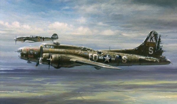 Commemorative painting of the Stigler/Brown encounter by John D. Shaw, courtesy Valor Studios.